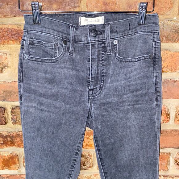 Madewell Black Wash Distressed Denim 9" High Rise Skinny Jeans Women's Size 24 - Picture 2 of 6